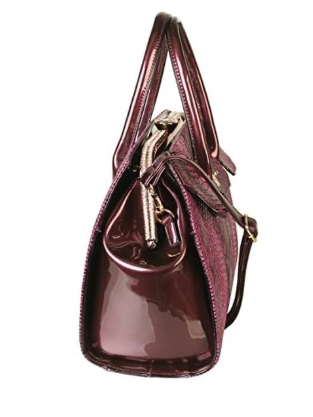 Front Turn-Lock Faux Python Kiss-Lock structured Satchel Bag - Picture 4 of 7
